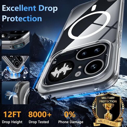 OWKEY Magnetic for Nothing Phone (4a) Pro Case with Screen Protector, [Not-Yellowing] Military-Grade Protection Shockproof Protective Cover Case for Nothing Phone (4a) Pro, Clear in Kuwait