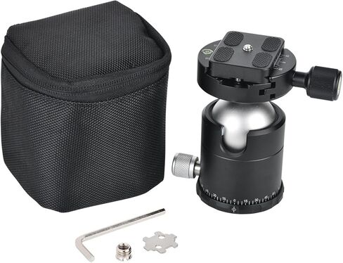 Aluminum Alloy Tripod Ball Head with 1/4" Arrow Storage Case Plate, 44mm Panorama Ballhead, 360° Rotating Ball Head, Precision Control, Compact Design for DSLR Camera, Travel Photographers in Kuwait