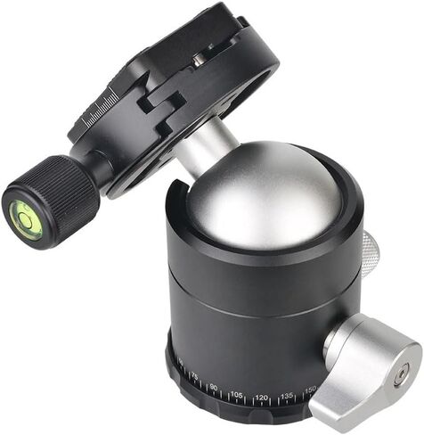 Aluminum Alloy Tripod Ball Head with 1/4" Arrow Storage Case Plate, 44mm Panorama Ballhead, 360° Rotating Ball Head, Precision Control, Compact Design for DSLR Camera, Travel Photographers in Kuwait