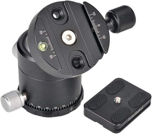 Aluminum Alloy Tripod Ball Head with 1/4" Arrow Storage Case Plate, 44mm Panorama Ballhead, 360° Rotating Ball Head, Precision Control, Compact Design for DSLR Camera, Travel Photographers in Kuwait