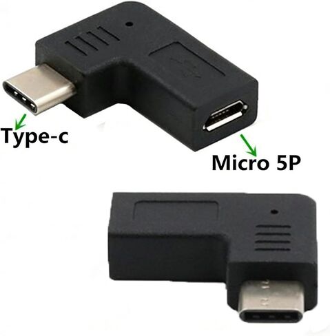 90 درجة نوع C ذكر إلى مايكرو 5pin USB أنثى نقل البيانات ومحول موصل الشحن محول، الزاوية اليمنى USB C إلى محول USB مايكرو 5 دبوس in Kuwait