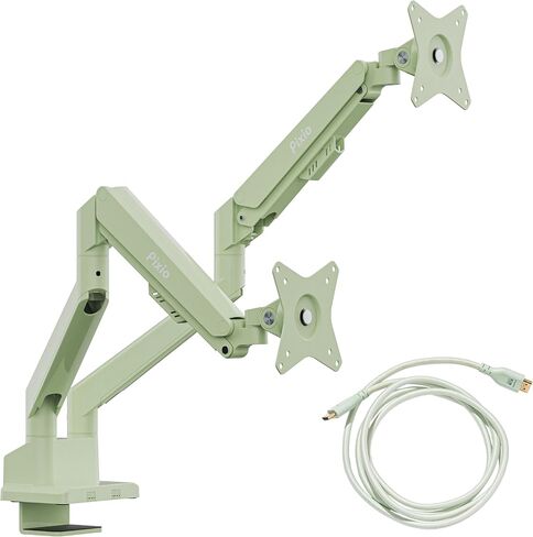 Pixio PS1D Wave Mint Green Dual Monitor Arm with Mint Green HDMI 2.1 Cable Ultra Certified Ultra High Speed 6FT 8K 60Hz 4K 120Hz Nylon Braided in Kuwait