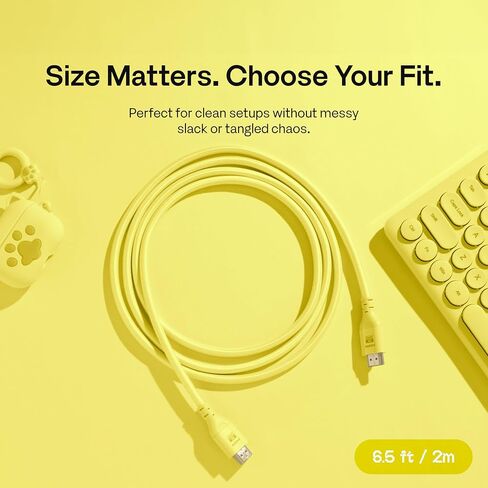 Pixio PS1D Wave Yellow Dual Monitor Arm with Yellow HDMI 2.1 Cable Ultra Certified Ultra High Speed 6FT 8K 60Hz 4K 120Hz Nylon Braided in Kuwait