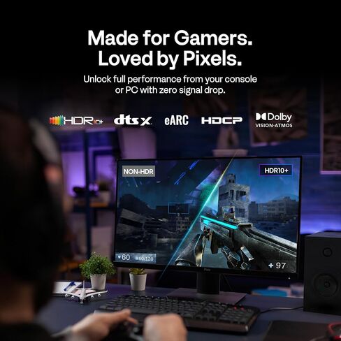 Pixio PS1D Wave Yellow Dual Monitor Arm with Yellow HDMI 2.1 Cable Ultra Certified Ultra High Speed 6FT 8K 60Hz 4K 120Hz Nylon Braided in Kuwait