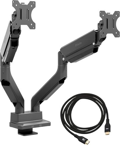 Pixio PS2D Ultrawide Heavy-Duty Premium Dual Monitor Arm with Black HDMI 2.1 Cable Ultra Certified Ultra High Speed 10FT 8K 60Hz 4K 120Hz Nylon Braided in Kuwait