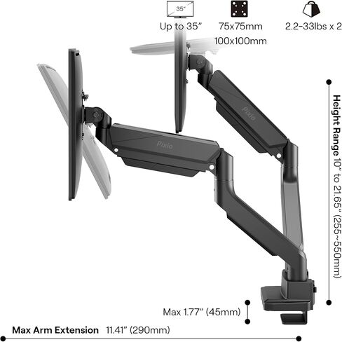 Pixio PS2D Ultrawide Heavy-Duty Premium Dual Monitor Arm with Black HDMI 2.1 Cable Ultra Certified Ultra High Speed 10FT 8K 60Hz 4K 120Hz Nylon Braided in Kuwait