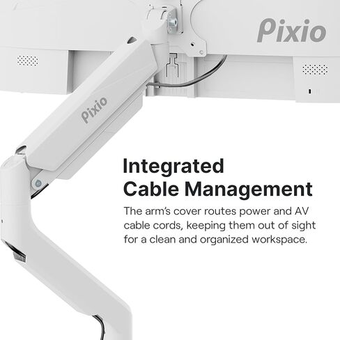 Pixio PS2D ذراع شاشة مزدوج فائق الجودة وشديد التحمل باللون الأبيض مع كابل HDMI 2.1 أبيض عالي السرعة معتمد للغاية 10FT 8K 60 هرتز 4K 120 هرتز مجدول من النايلون in Kuwait