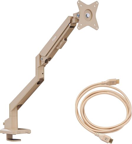 Pixio PS1S Wave Beige Single Monitor Arm with Beige HDMI 2.1 Cable Ultra Certified Ultra High Speed 6FT 8K 60Hz 4K 120Hz Nylon Braided in Kuwait