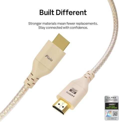 Pixio PS1S Wave Beige Single Monitor Arm with Beige HDMI 2.1 Cable Ultra Certified Ultra High Speed 6FT 8K 60Hz 4K 120Hz Nylon Braided in Kuwait