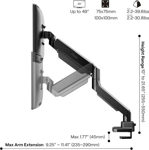 Pixio PS2S Ultrawide Heavy-Duty Premium Single Monitor Arm with Black HDMI 2.1 Cable Ultra Certified Ultra High Speed 10FT 8K 60Hz 4K 120Hz Nylon Braided in Kuwait