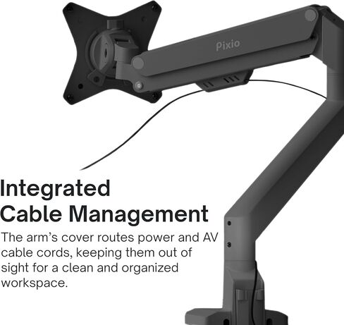 Pixio PS1S Wave Black Single Monitor Arm with Black HDMI 2.1 Cable Ultra Certified Ultra High Speed 10FT 8K 60Hz 4K 120Hz Nylon Braided in Kuwait