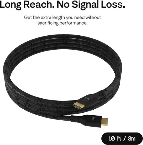 Pixio PS1S Wave Black Single Monitor Arm with Black HDMI 2.1 Cable Ultra Certified Ultra High Speed 10FT 8K 60Hz 4K 120Hz Nylon Braided in Kuwait