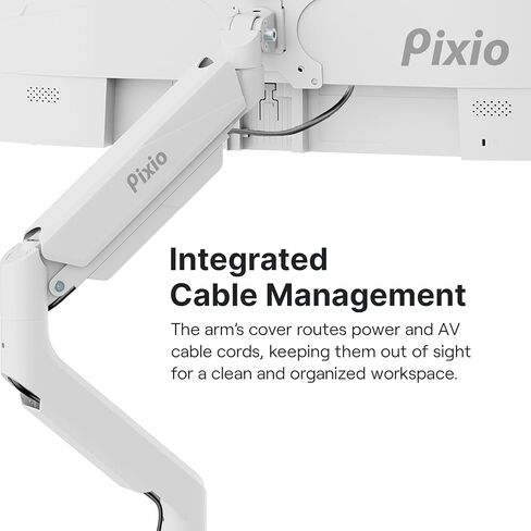 Pixio PS2S White Ultrawide Heavy-Duty Premium Single Monitor Arm with White HDMI 2.1 Cable Ultra Certified Ultra High Speed 10FT 8K 60Hz 4K 120Hz Nylon Braided in Kuwait