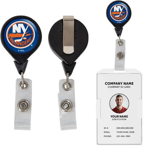 New York Islanders NY NHL Team حامل شارة قابل للسحب، مشبك تذكرة، معرف بكرة in Saudi Arabia