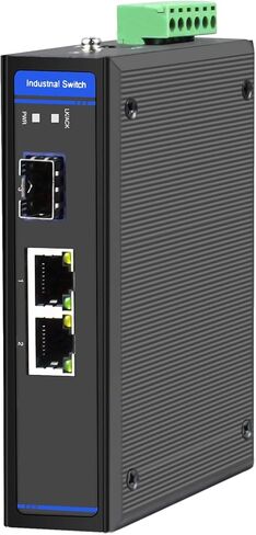 HC-1002-SFP-PSE - 2X RJ45 +1x SFP Ports Gigabit Ethernet Industrial Fiber Switch with 60W of PoE PSE, DIN Rail Mount, -40 to +75 Celsius in Kuwait