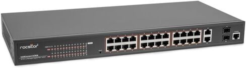 Rocstor SolidConnect SCM28 24-Port PoE + Gigabit L2 محول إيثرنت مُدار - 2-Port Gigabit RJ45 و 2-Port Gigabit SFP - Y10S011-B1 in Kuwait