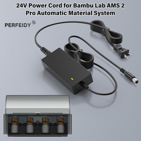Power Cord for Bambu Lab AMS 2 Pro Automatic Material System 24V 4A 96W,Perfeidy Charger Power Supply AC DC Adapter for BambuLab for Honor 24096E ADS-96HLA-19-1 in Kuwait