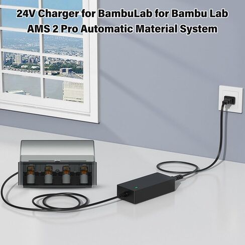 Power Cord for Bambu Lab AMS 2 Pro Automatic Material System 24V 4A 96W,Perfeidy Charger Power Supply AC DC Adapter for BambuLab for Honor 24096E ADS-96HLA-19-1 in Kuwait