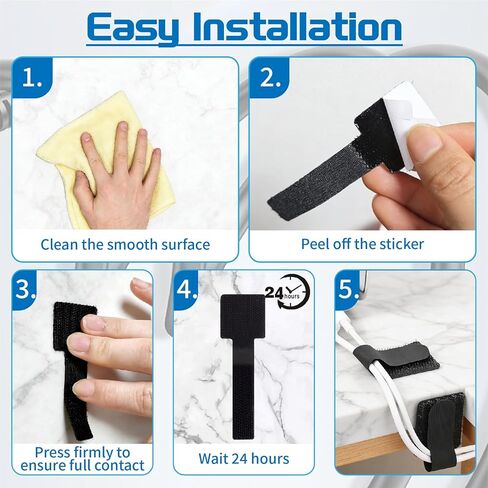 Cable Management - 50pcs Self Reusable Cable Straps Adhesive Cord Organizer Strips,Under Desk Wire Ties for TV Computer Ethernet Cords Electronics in Kuwait
