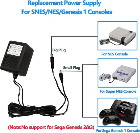 Power Cord and Audio Video RCA AV Cable for SNES,AC Power Supply Compatible with SNES in Kuwait
