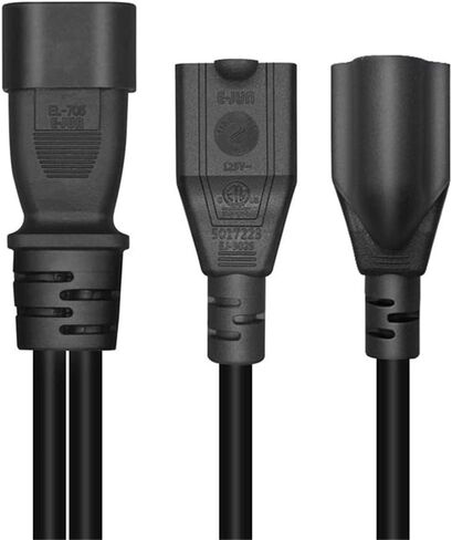 2 Pack IEC320 C14 to NEMA 5-15R Y Splitter Power Adapter Cable,PDU/UPS Interface C14 Male Plug to 2 x 5-15R Household 3 Pin Female Socket AC Power Cord,1FT/0.32M in Kuwait