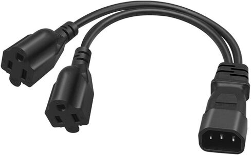 2 Pack IEC320 C14 to NEMA 5-15R Y Splitter Power Adapter Cable,PDU/UPS Interface C14 Male Plug to 2 x 5-15R Household 3 Pin Female Socket AC Power Cord,1FT/0.32M in Kuwait