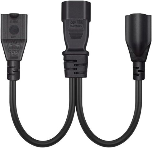 2 Pack IEC320 C14 to NEMA 5-15R Y Splitter Power Adapter Cable,PDU/UPS Interface C14 Male Plug to 2 x 5-15R Household 3 Pin Female Socket AC Power Cord,1FT/0.32M in Kuwait