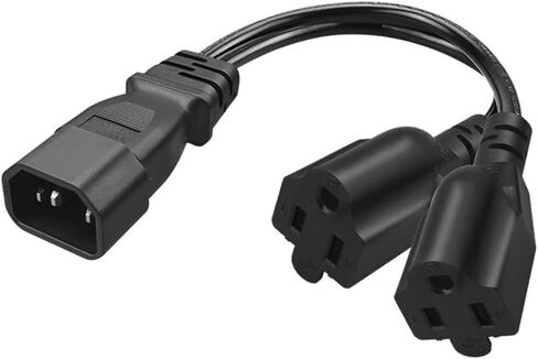 2 Pack IEC320 C14 to NEMA 5-15R Y Splitter Power Adapter Cable,PDU/UPS Interface C14 Male Plug to 2 x 5-15R Household 3 Pin Female Socket AC Power Cord,1FT/0.32M in Kuwait