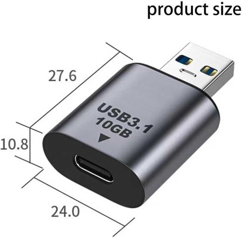محول USB C أنثى إلى USB ذكر، يدعم مزامنة وشحن البيانات ثنائي الاتجاه بسرعة 10 جيجابت في الثانية، محول 3.1 USB A إلى C OTG، متوافق مع أجهزة الكمبيوتر المحمولة، MacBook Pro (عبوة واحدة) in Kuwait