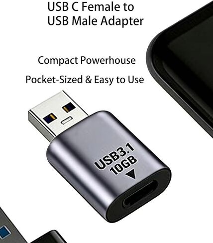 محول USB C أنثى إلى USB ذكر، يدعم مزامنة وشحن البيانات ثنائي الاتجاه بسرعة 10 جيجابت في الثانية، محول 3.1 USB A إلى C OTG، متوافق مع أجهزة الكمبيوتر المحمولة، MacBook Pro (عبوة واحدة) in Kuwait