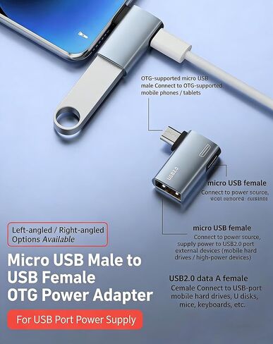 استبدال 2 في 1 محول Micro-USB إلى USB، سلك طاقة كابل OTG متوافق مع Fire Stick، متوافق مع تلفزيون Samsung PlayStation Classic Toshiba والمزيد in Kuwait