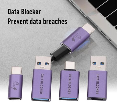 Ciciglow USB C Data Blocker، USB A إلى C Data Protector لشحن آمن كتل القرصنة مع غلاف سبائك الألومنيوم للهواتف المحمولة in Kuwait