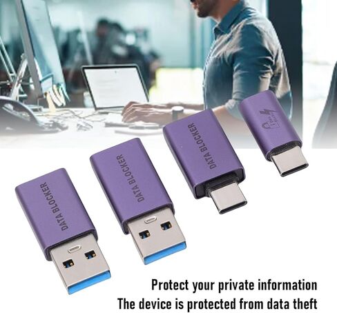 Ciciglow USB C Data Blocker، USB A إلى C Data Protector لشحن آمن كتل القرصنة مع غلاف سبائك الألومنيوم للهواتف المحمولة in Kuwait