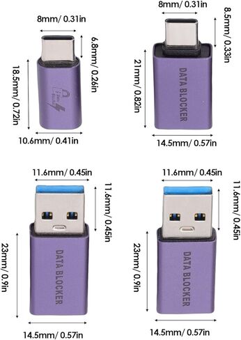 Ciciglow USB C Data Blocker، USB A إلى C Data Protector لشحن آمن كتل القرصنة مع غلاف سبائك الألومنيوم للهواتف المحمولة in Kuwait