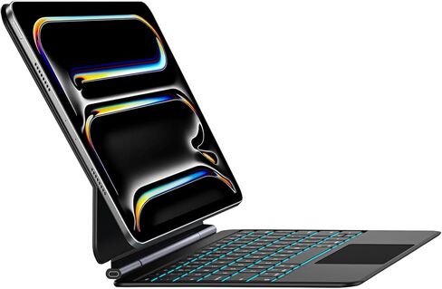 Jibrealg Magic Keyboard for iPad Pro 11 Inch (M4 2024 / M5 2025), Lightweight Keyboard Case with Multi-Touch Trackpad, 7 Colors Backlight, Ultra-Slim Smart Keyboard for iPad Pro 11 M4 / M5, Black in Kuwait