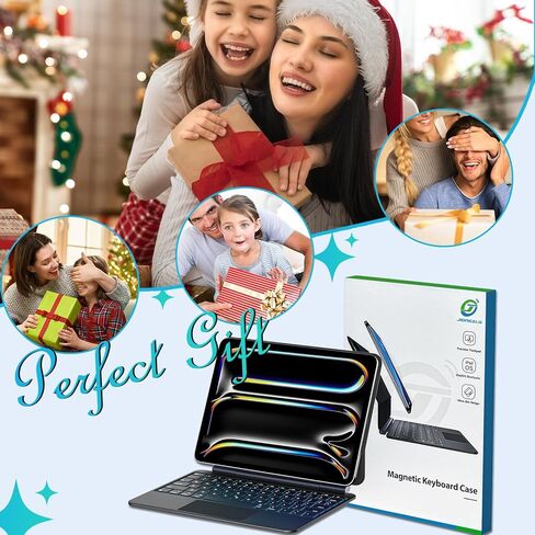 Jibrealg Magic Keyboard for iPad Pro 11 Inch (M4 2024 / M5 2025), Lightweight Keyboard Case with Multi-Touch Trackpad, 7 Colors Backlight, Ultra-Slim Smart Keyboard for iPad Pro 11 M4 / M5, Black in Kuwait