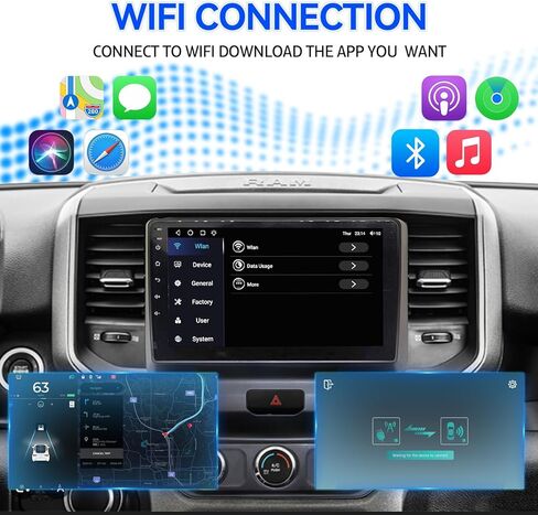 4+64G Radio for Dodge Ram 9 inch Touch Screen 2019 2020 2021 2022 2023 2024 Stereo,Wireless Carplay/WiFi/Bluetooth/EQ Audio/Andriod Auto/AM/FM/Navigation/AHD Camera in Kuwait