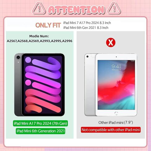 حافظة لجهاز iPad mini 6/7 للفتيات - 8.3 بوصة iPad mini الجيل السابع A17 pro غطاء سيليكون ناعم مع حامل أقلام، وحزام كتف وحامل للمدرسة، هدية لطيفة على شكل فراولة للأطفال في سن المراهقة in Kuwait
