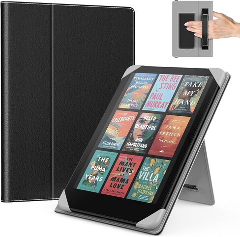 حافظة MoKo Universal لأجهزة القراءة الإلكترونية والأجهزة اللوحية مقاس 6 بوصات، Kobo/Tolino/Pocketook/Sony E-Book Tablet، حافظة بغطاء قابل للطي من جلد البولي يوريثان خفيف الوزن مع حزام يد ومسند، أخضر ليتشي تيكيلا in Kuwait