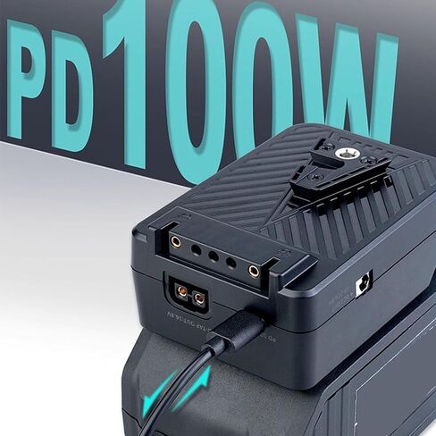 Yunseity V Mount Plate، محول بطارية أداة الطاقة مع نوع C PD 100W مدخل ومخرج D Tap DC USB C، طبقات حماية متعددة، لمعدات التصوير الفوتوغرافي لإضاءة الكاميرا in Kuwait