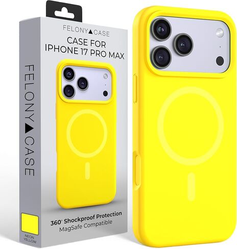 حافظة FELONY لهاتف iPhone 17 Pro Max مع MagSafe - حافظة سيليكون سائلة ناعمة الملمس باللون الوردي النيون، غطاء واقي مغناطيسي خفيف الوزن، مقاوم للصدمات 360 درجة، مضاد للخدش متوافق مع ملحقات MagSafe in Kuwait