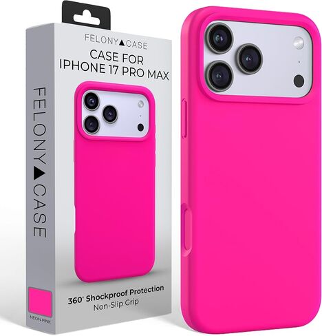 حافظة FELONY لهاتف iPhone 17 Pro Max مع MagSafe - حافظة سيليكون سائلة ناعمة الملمس باللون الوردي النيون، غطاء واقي مغناطيسي خفيف الوزن، مقاوم للصدمات 360 درجة، مضاد للخدش متوافق مع ملحقات MagSafe in Kuwait