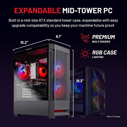 كمبيوتر ألعاب صغير Skytech Gaming Blaze4، AMD Ryzen 5 8400F 4.2 جيجا هرتز، AMD RX 9060 8 جيجا VRAM، 1 تيرابايت NVMe SSD، 16 جيجا DDR5 RAM 6000، 650 وات Gold PSU، WI-FI 5، Windows 11، سطح المكتب in Kuwait