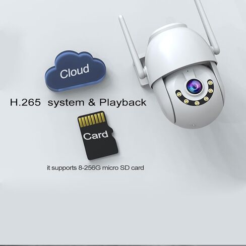 HD1080P Security Camera Outdoor PTZ 360° View 2.4G WiFi Auto Tracking Detection N Alert Supports 8-256G Card/Cloud Storage,2 Way Audio,Color Night,No Adapter in Kuwait