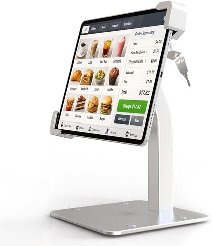 Lockable Tablet Kiosk Stand for POS, Anti-Theft Tablet Holder for 9"-14" iPad Pro Air, Heavy Duty Metal Desk Mount with Security Lock and Keys for Retail Counter Checkout in Kuwait