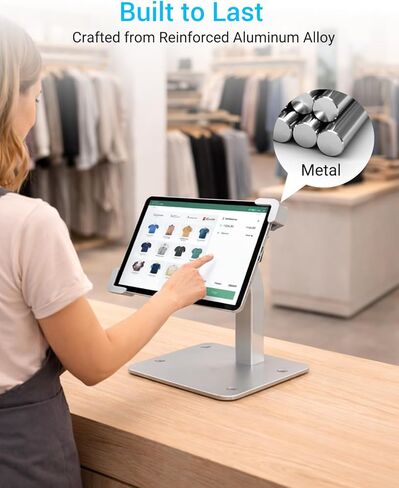 Lockable Tablet Kiosk Stand for POS, Anti-Theft Tablet Holder for 9"-14" iPad Pro Air, Heavy Duty Metal Desk Mount with Security Lock and Keys for Retail Counter Checkout in Kuwait