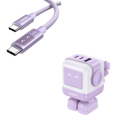 شاحن UGREEN GaN بقدرة 65 واط + حزمة كابل USB-C إلى USB-C بقدرة 100 واط - وحدة شحن GaN عالية السرعة وكابل 100 واط لأجهزة الكمبيوتر المحمول والهاتف والكمبيوتر اللوحي in Kuwait