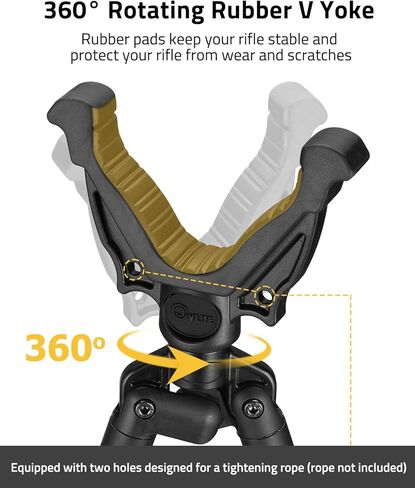 cvlife الصيد bipod اطلاق النار bipod عصا الرماية، بندقية الصيد عصا مع 360 درجة الخامس الراحة نير، قفل تويست، قابل للتعديل المحمولة خفيفة الوزن الإطار الألومنيوم، مقبض رغوة، قدم سبايك in Kuwait