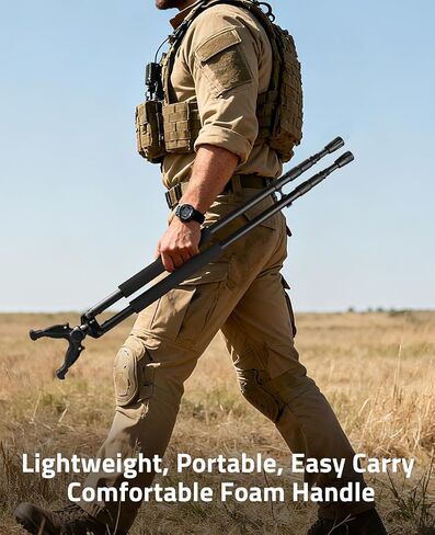 cvlife الصيد bipod اطلاق النار bipod عصا الرماية، بندقية الصيد عصا مع 360 درجة الخامس الراحة نير، قفل تويست، قابل للتعديل المحمولة خفيفة الوزن الإطار الألومنيوم، مقبض رغوة، قدم سبايك in Kuwait