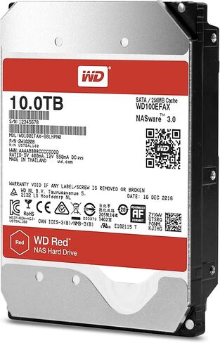 WD Red 10TB NAS Hard Drive - 5400 RPM Class, SATA 6 Gb/s, 256 MB Cache, 3.5" - WD100EFAX (Renewed) in Kuwait
